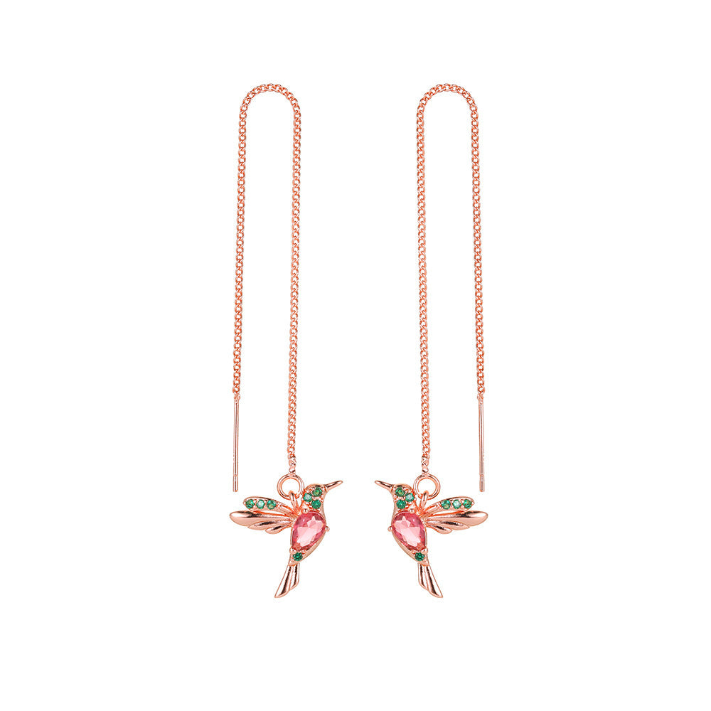 New Unique Little Bird Drop Long Hanging Hummingbird Earrings