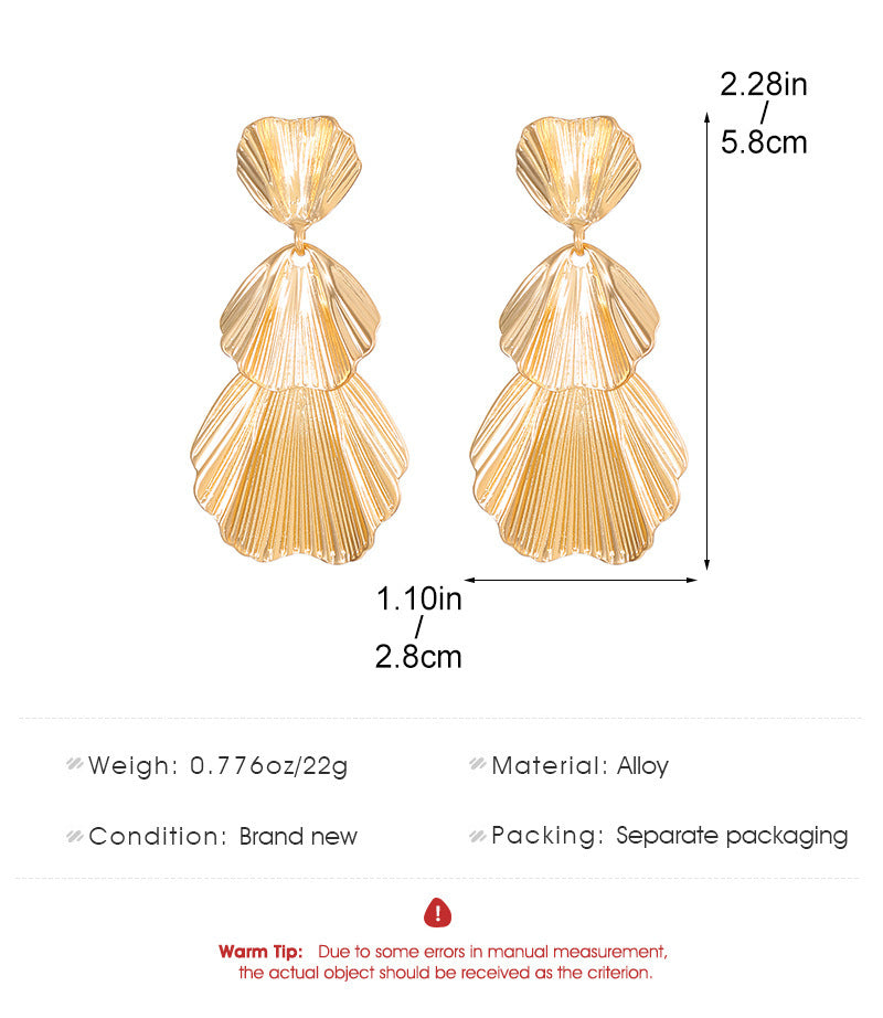 New Exaggerated Leaves Flower Earrings Women's Retro Fashion Long Alloy Flower