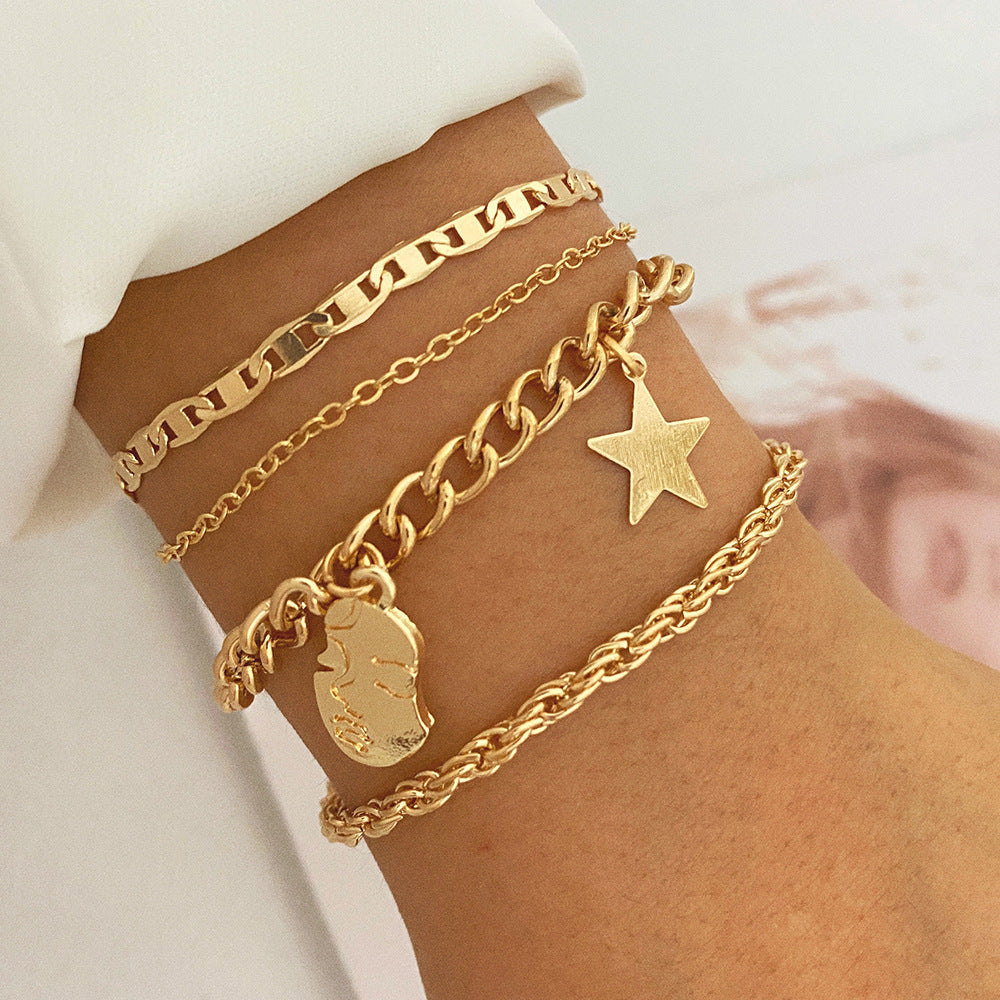 Multi-style Love Pearl Chain Bracelet Suit Women's All-match (Set of 3 to 5 Pcs)