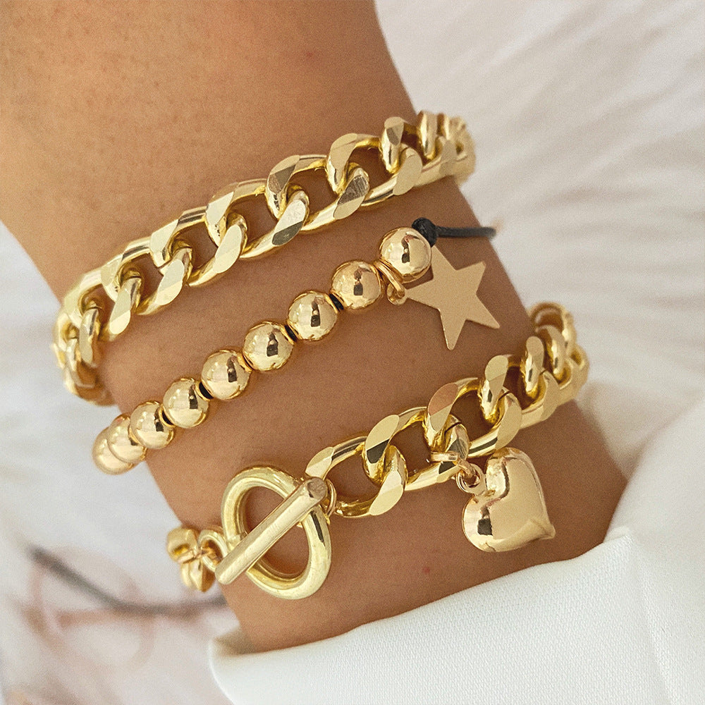 Multi-style Love Pearl Chain Bracelet Suit Women's All-match (Set of 3 to 5 Pcs)