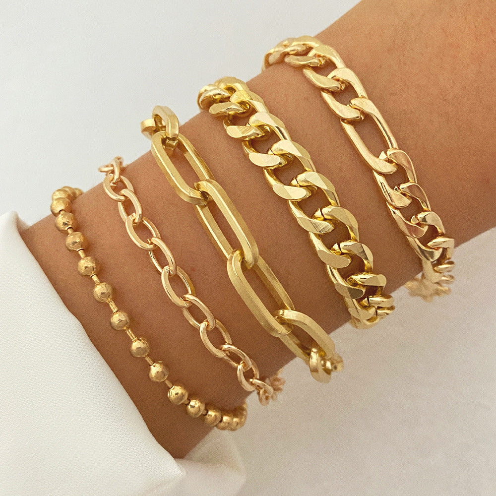 Multi-style Love Pearl Chain Bracelet Suit Women's All-match (Set of 3 to 5 Pcs)