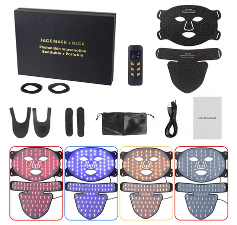 Neck Silicone Mask Led Red Blue Light Beauty Skin Rejuvenation