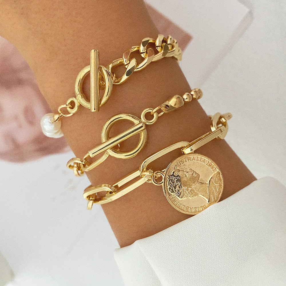 Multi-style Love Pearl Chain Bracelet Suit Women's All-match (Set of 3 to 5 Pcs)