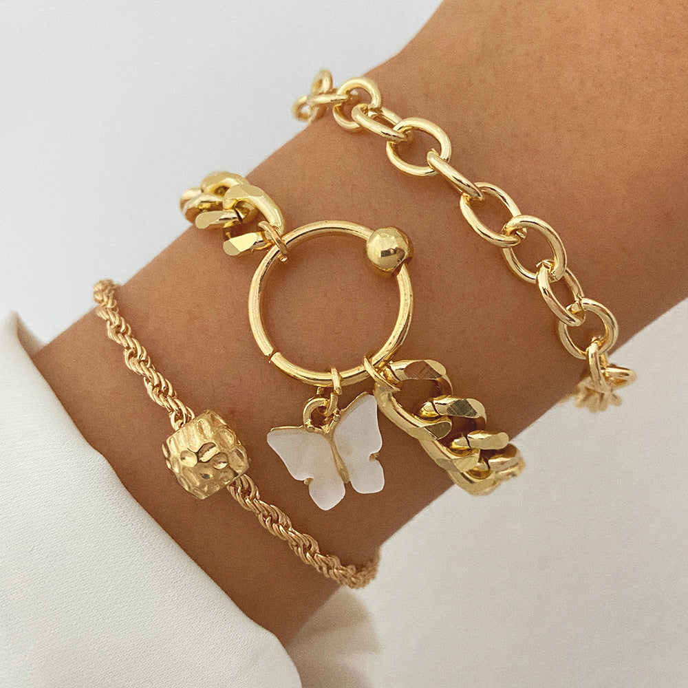 Multi-style Love Pearl Chain Bracelet Suit Women's All-match (Set of 3 to 5 Pcs)