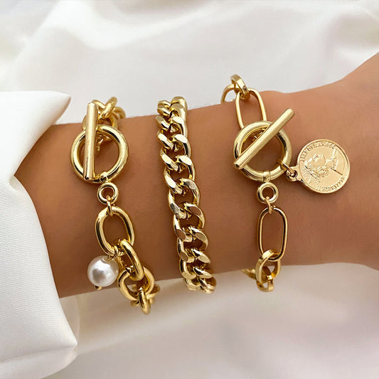 Multi-style Love Pearl Chain Bracelet Suit Women's All-match (Set of 3 to 5 Pcs)