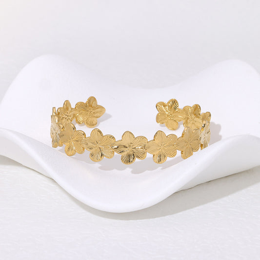 Niche Design 18K Gold Non-fading Opening Stainless Steel Bracelet Women