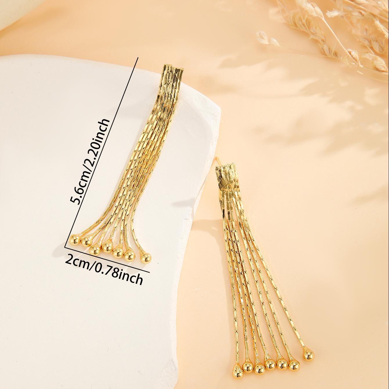 2pcs Fashionable Modern Metal Thin Chain Earrings