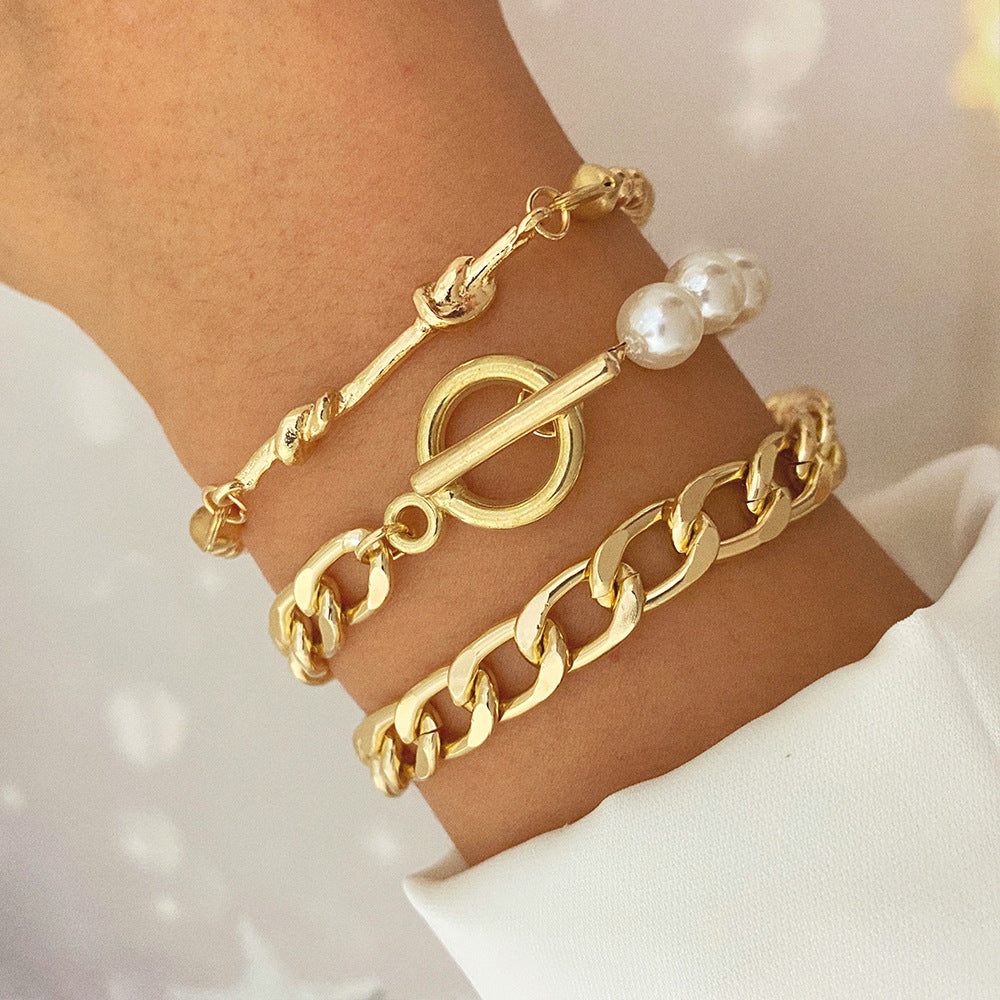 Multi-style Love Pearl Chain Bracelet Suit Women's All-match (Set of 3 to 5 Pcs)