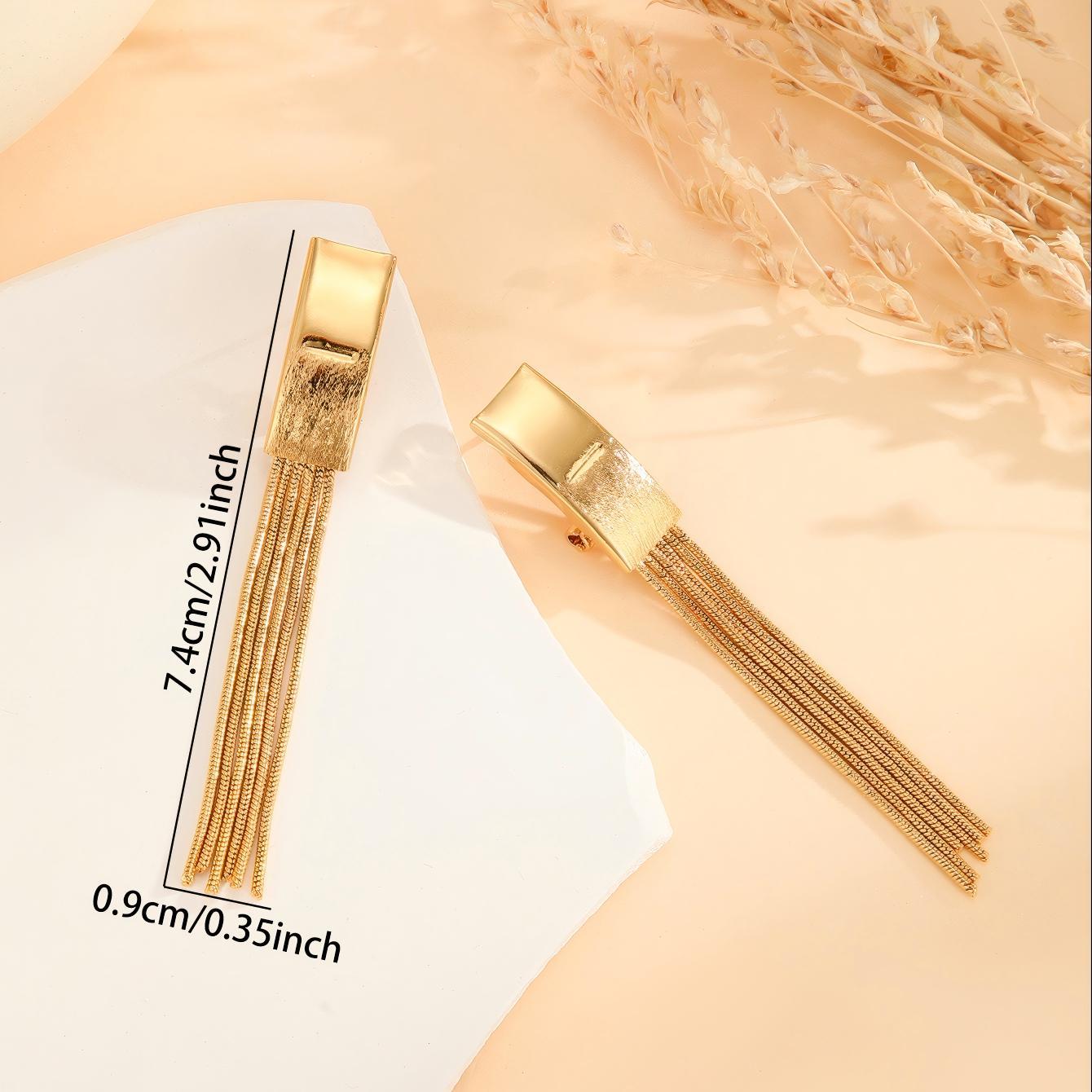 2pcs Fashionable Modern Metal Thin Chain Earrings