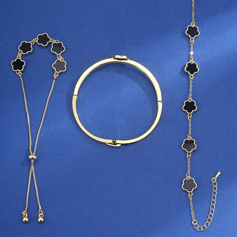 Lucky Five Petal Flower Brace Lace Bracelet Three-piece (Set of 3 Pcs)